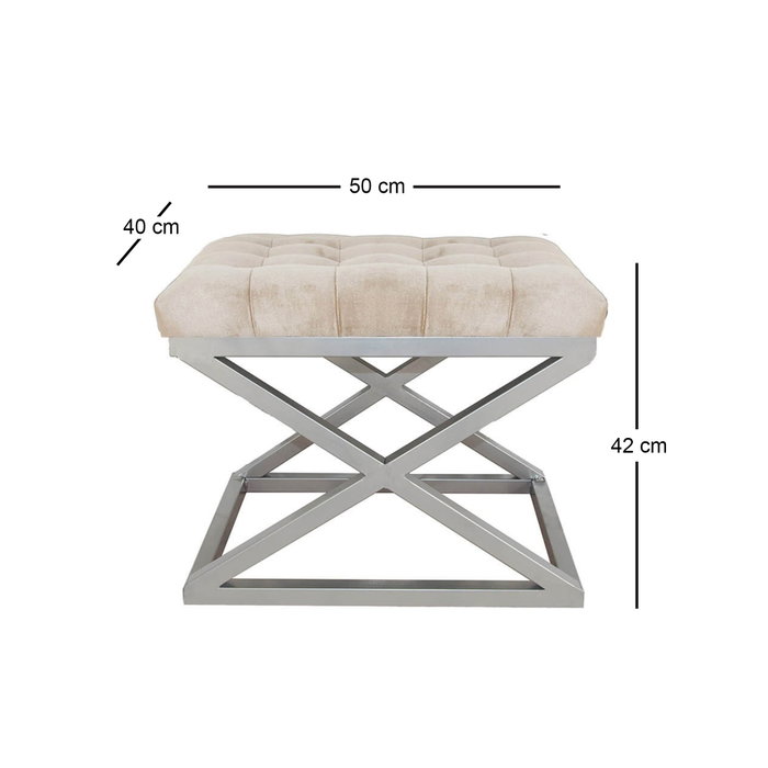 Atelier Del Sofa Puff Plateado y Crema